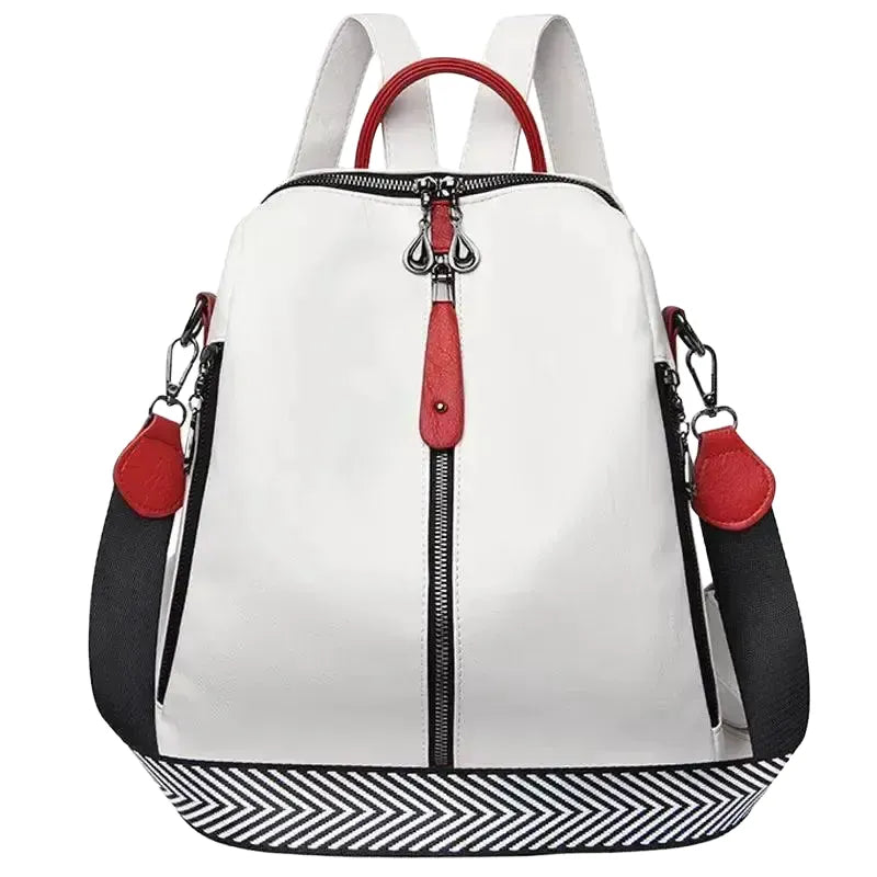 Leather Backpack for Women Safe Storage — White