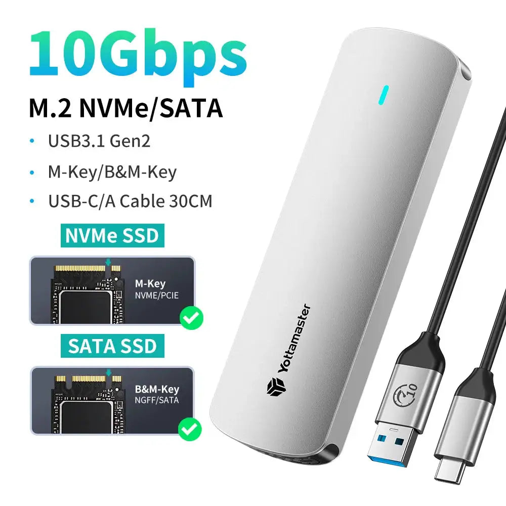 Yottamaster Enclosure - Dual Protocol USB C - NVMe NGFF-USB A product image