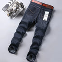 Fashion Classic Blue Black Denim Trousers Men's Jeans