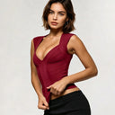 BEAUKEY Striped Plunge Crop Camisole
