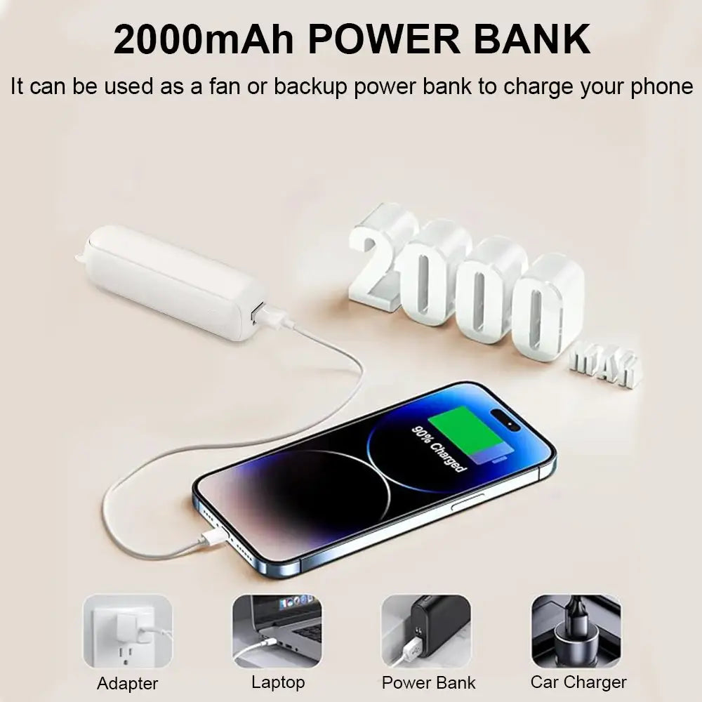 Ultra Portable Fan - Rechargeable Power Bank