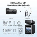 OurLum 3K Dash Cam With GPS Front 3K 1080p AI Voice App