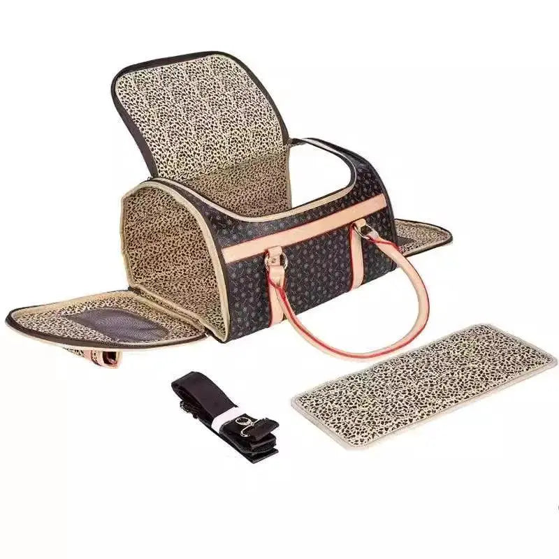 Luxury Leopard Print Dog Sling Bag For Small Pets Carrier
