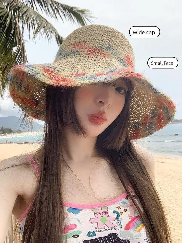 Color Woven Hollowed Womens Summer Seaside Straw Hat