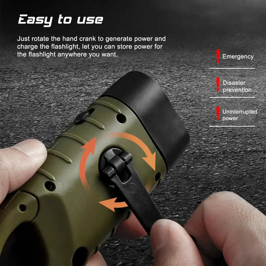 Solar LED Hand Crank Torch for Emergency Lighting Gear
