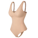 Deep V Neck Shapewear Bodysuit with Built-In Bra Slimming Thong Body Shaper