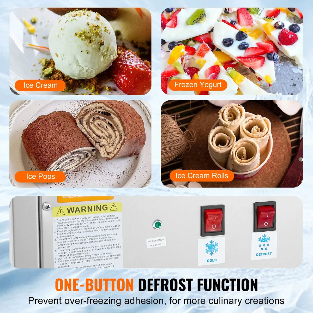 SucceBuy Fried Ice Cream Roll Machin Stainless Steel Rolled Ice — product view 3