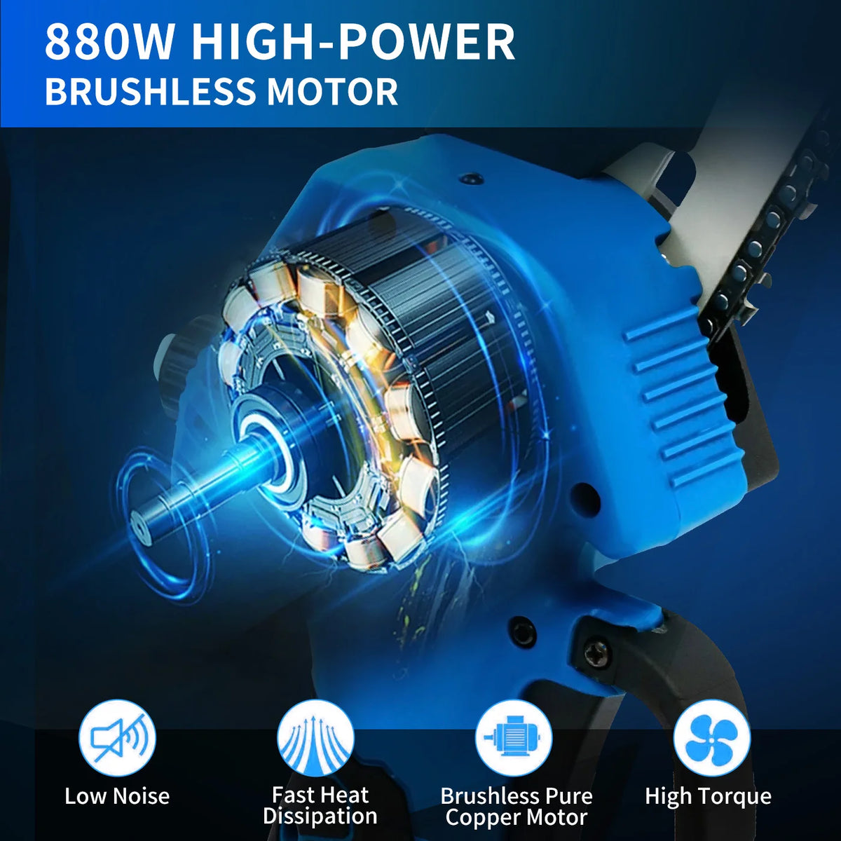 Cordless Handheld Chainsaw Electric with Batteries Chains — product view 3