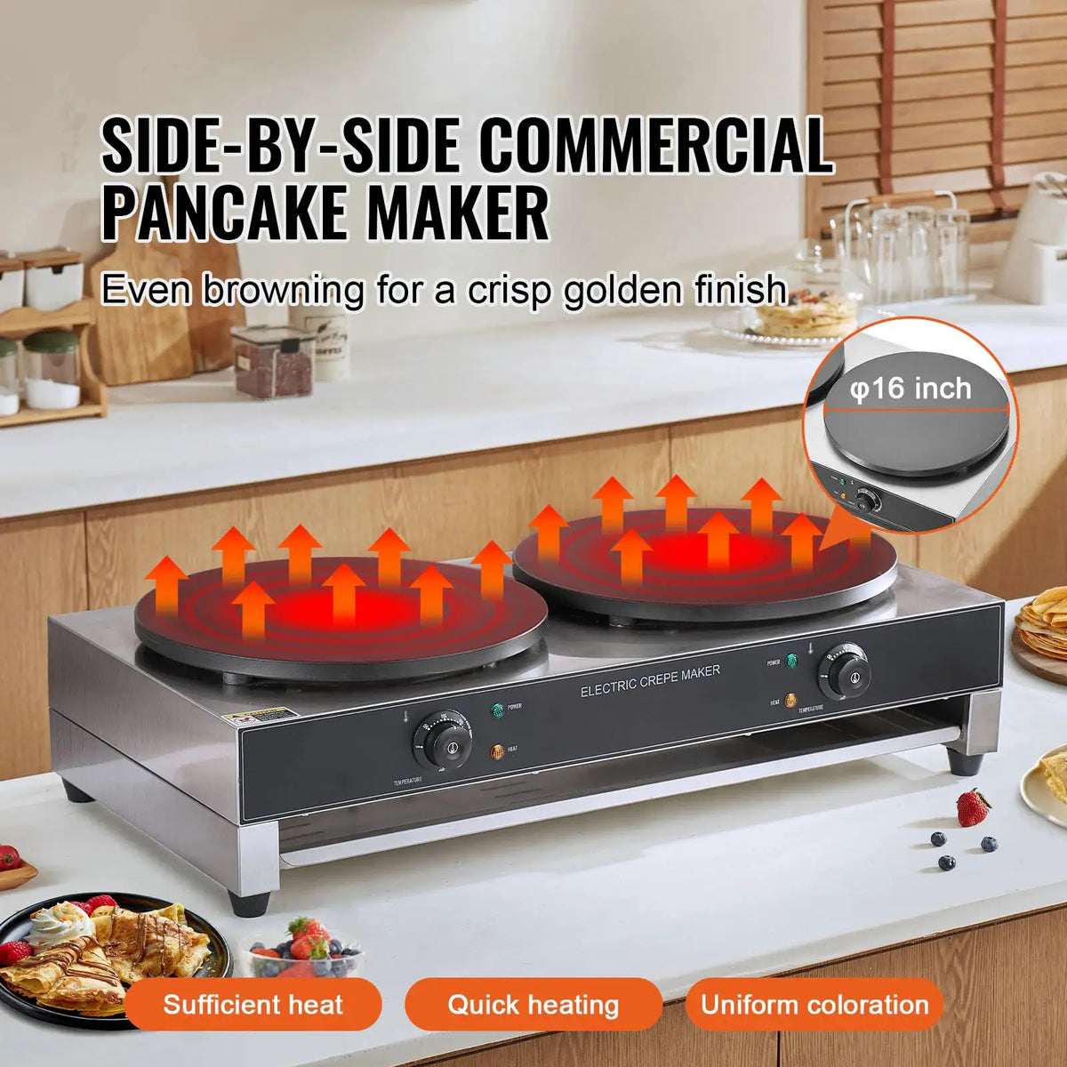 SucceBuy Electric Crepe Maker Double Head Commercial Crepe — product view 2
