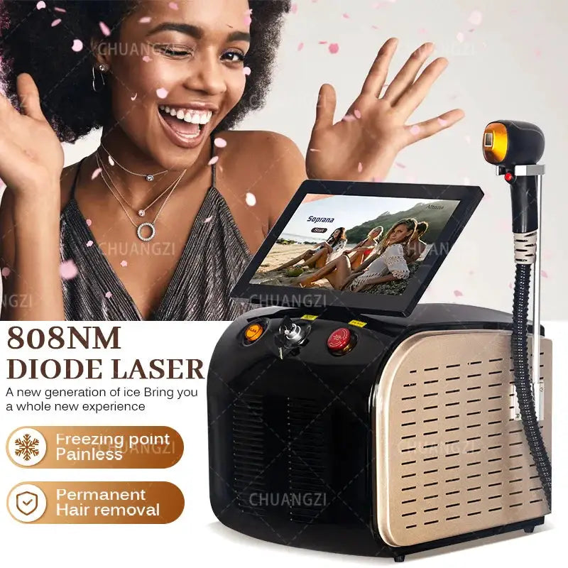 6000W Portable Ice Platinum Diode Laser Hair Removal Machine 3 Wavelengths 755 808 1064nm Painless Salon Beauty Equipment