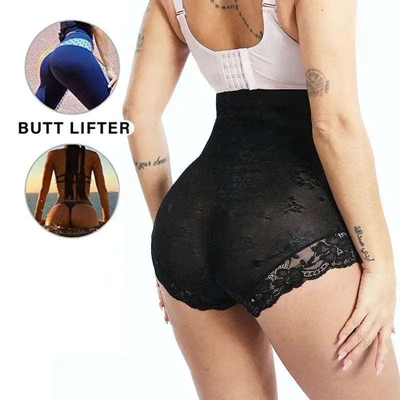 High Waist Lace Jacquard Tummy Control Shapewear Briefs