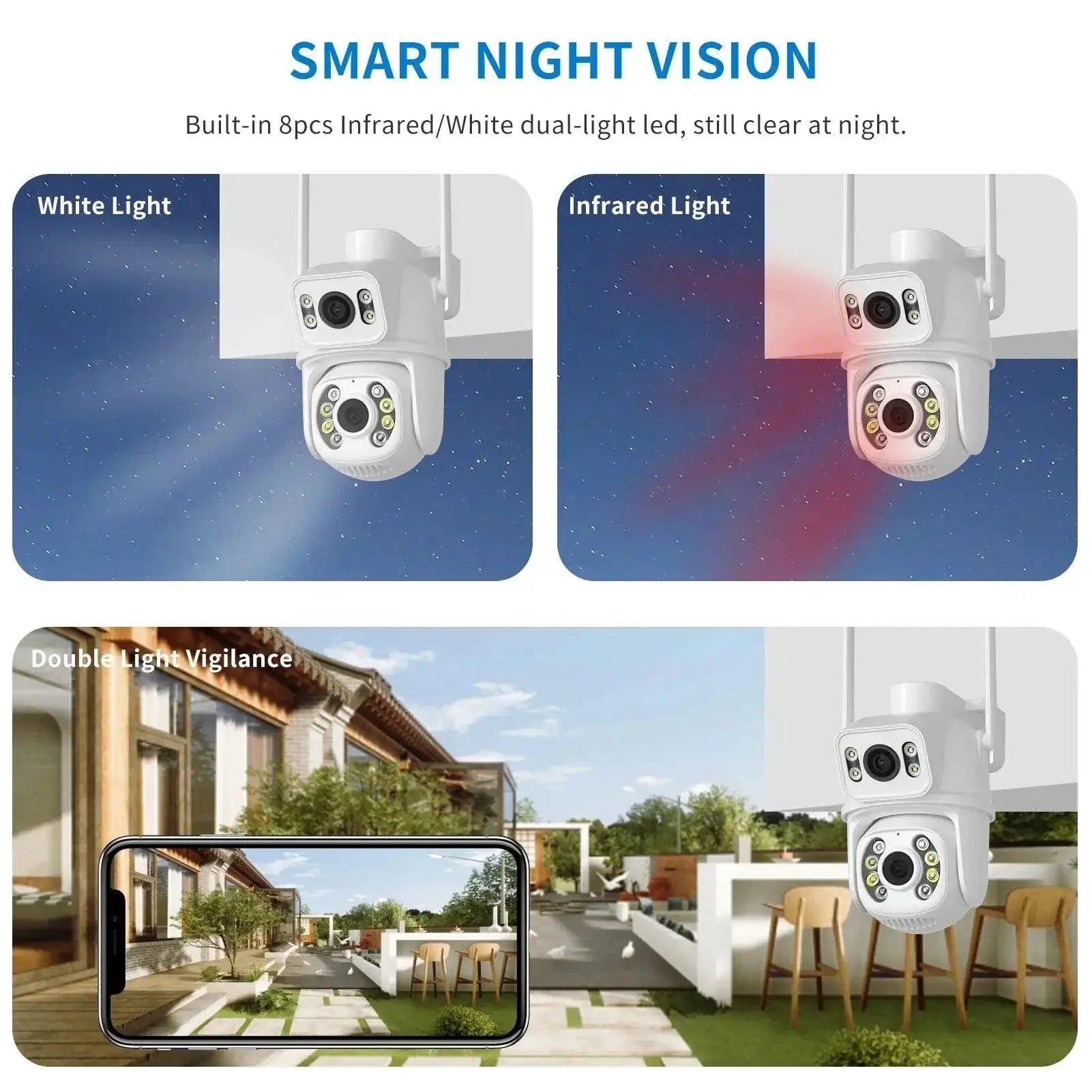 4K Dual Lens PTZ WiFi Outdoor Security Camera Night Vision