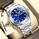 POEDAGAR Square Steel Men Luminous Watch