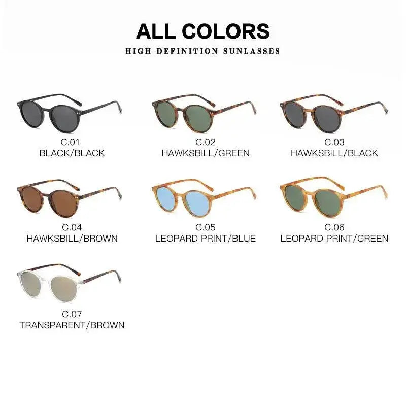 Stylish Retro Round Polarized Sunglasses Leopard Frame