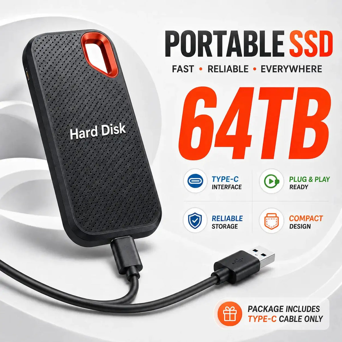 Mini Portable External Hard Drive SSD Type-C Backup Drive — product view 8