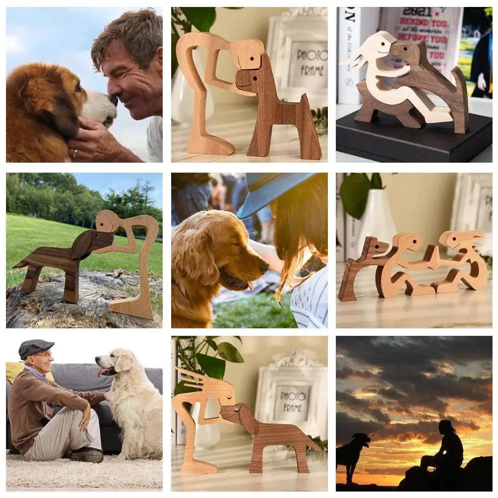Personalized Hand Carved Dog Family Figurine For Pet Lovers