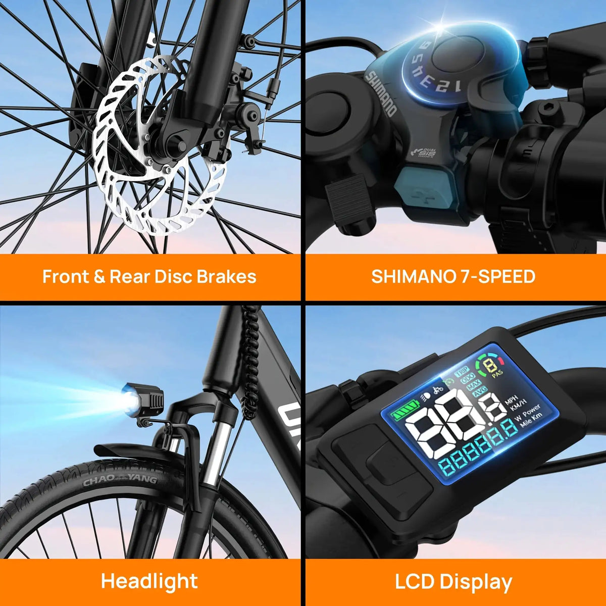 URLIFE E26 Commuter Electric Bicycle 26" Tires Peak 350W Front Dual Shock Absorber 48V 10.4Ah Lithium Battery 40‑60 Miles Long Range for City & Outdoor Ebike