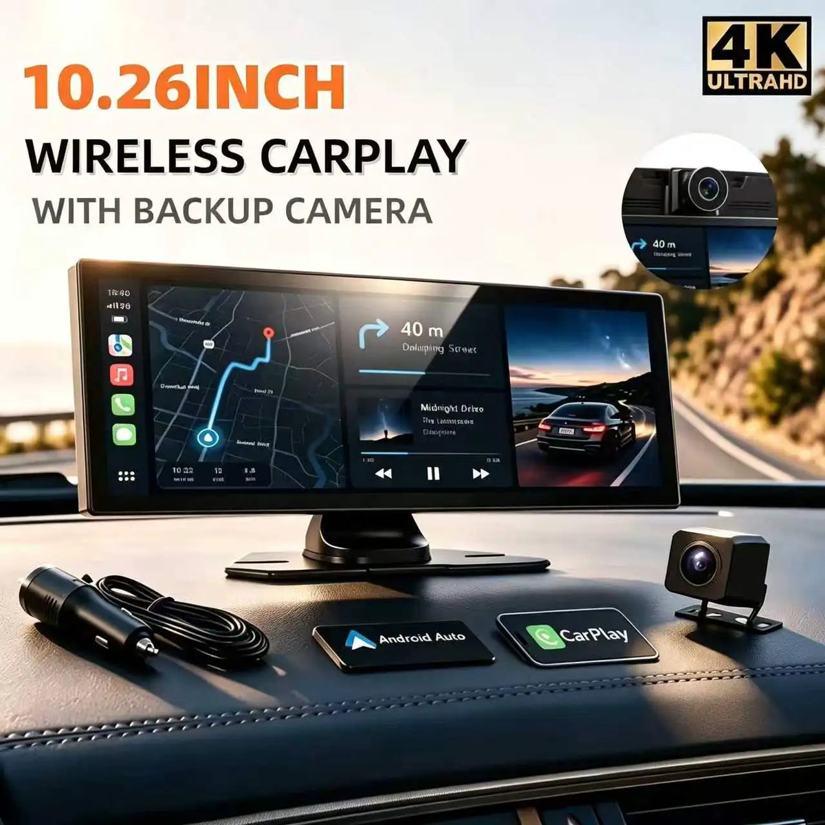 Wireless CarPlay Display, Fully Compatible with Wireless CarPlay — product view 1