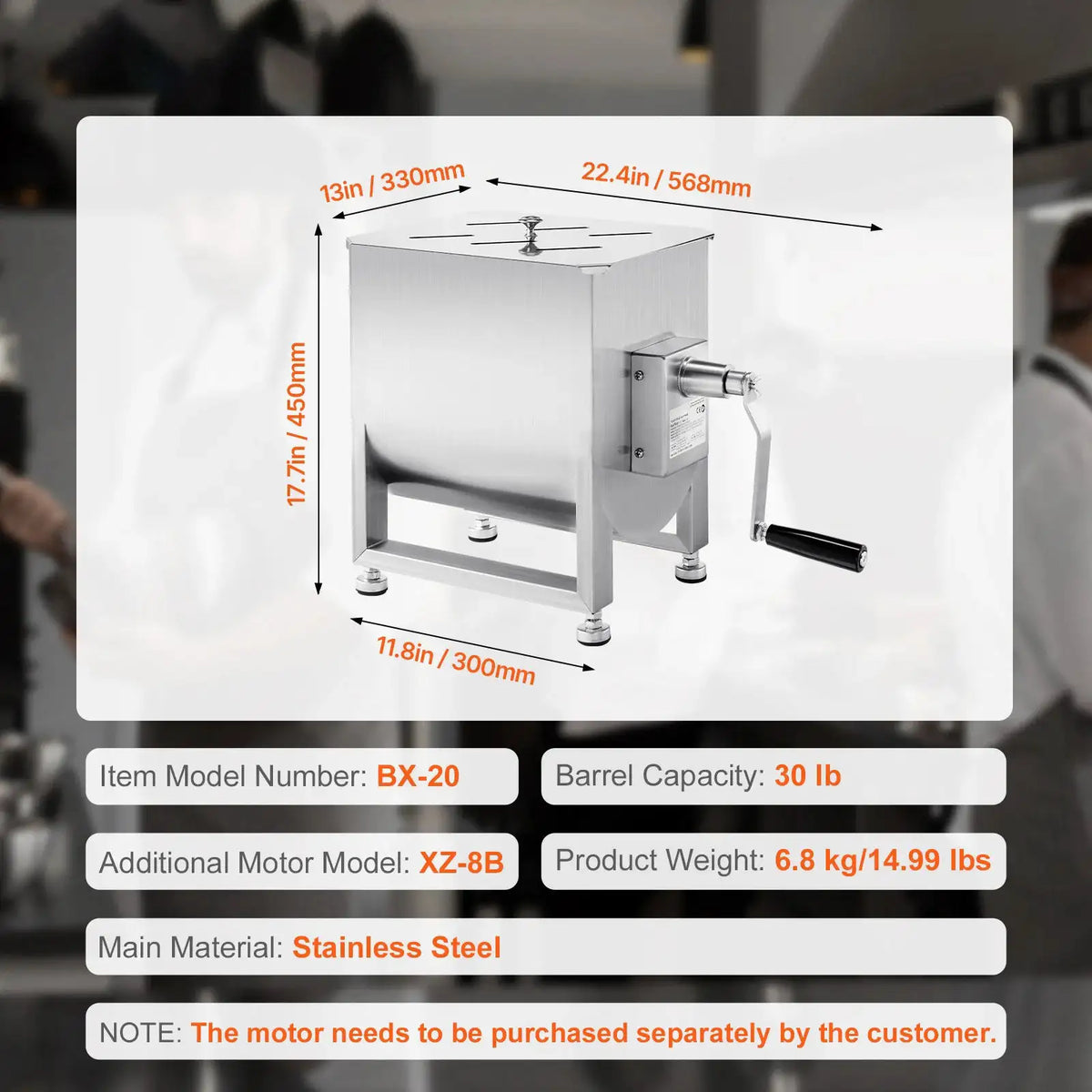 SucceBuy Manual Meat Mixer Fixed Tank Meat Processing Equipment — product view 8