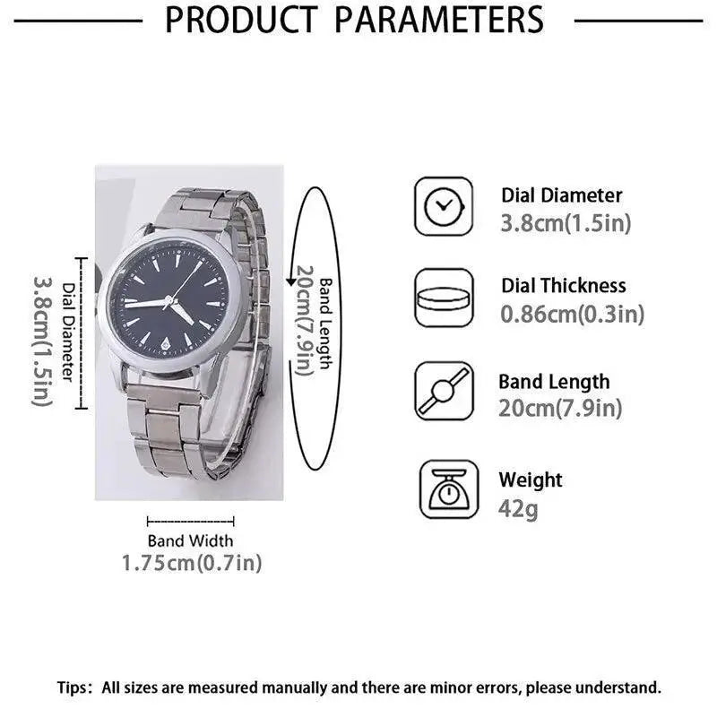 Luxury Stainless Steel Quartz Timepiece Set Couples Watch