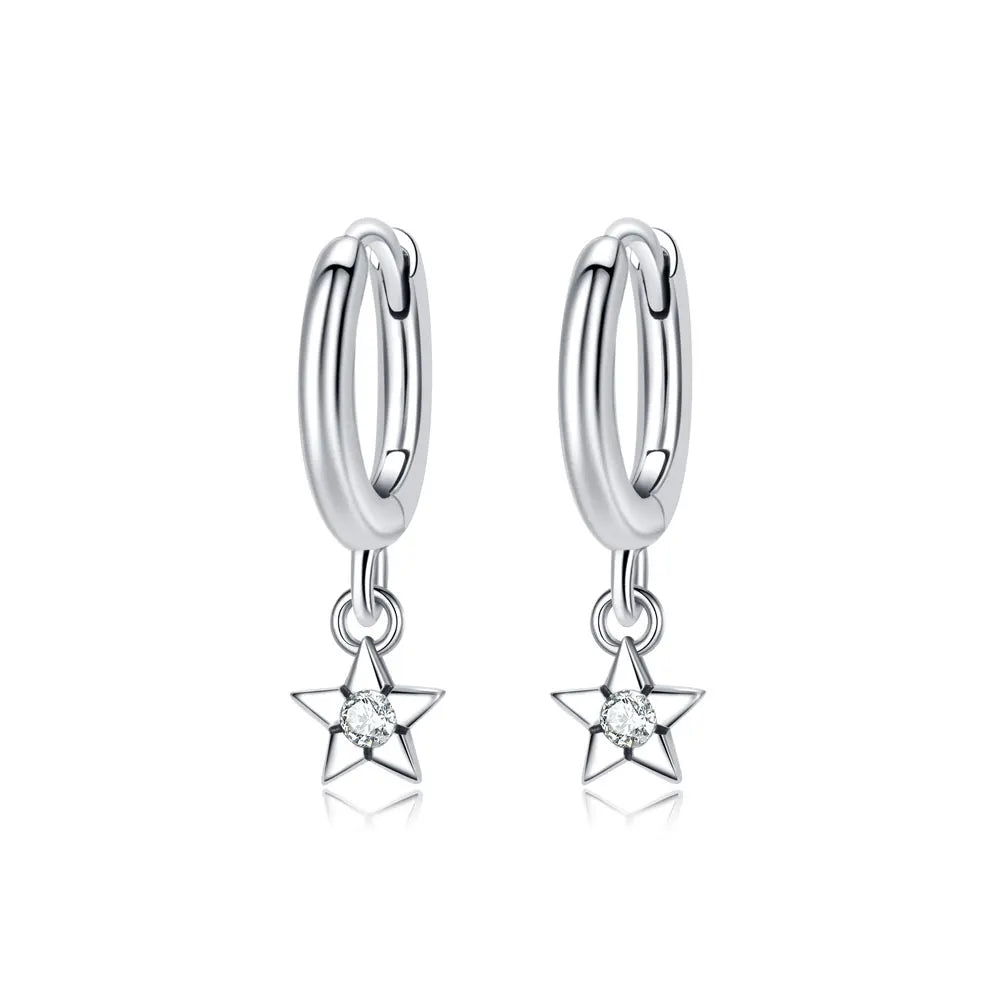 Sterling Silver Hoop Earrings Crystal