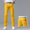 Four Season New Men's Yellow Jeans Fashion Business Casual