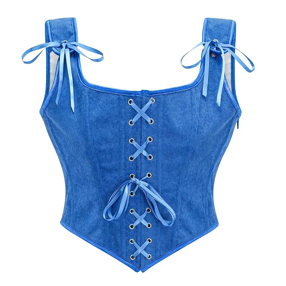 Vintage Gothic Lace Up Corset Tank Top For Women Elegant