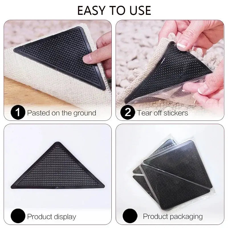 Triangle Rug Gripper Set 4 To 8 Piece Washable Anti Slip Mat