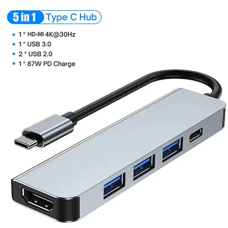 USB C Hub Type C Docking Station 4K 30Hz USB Adapter