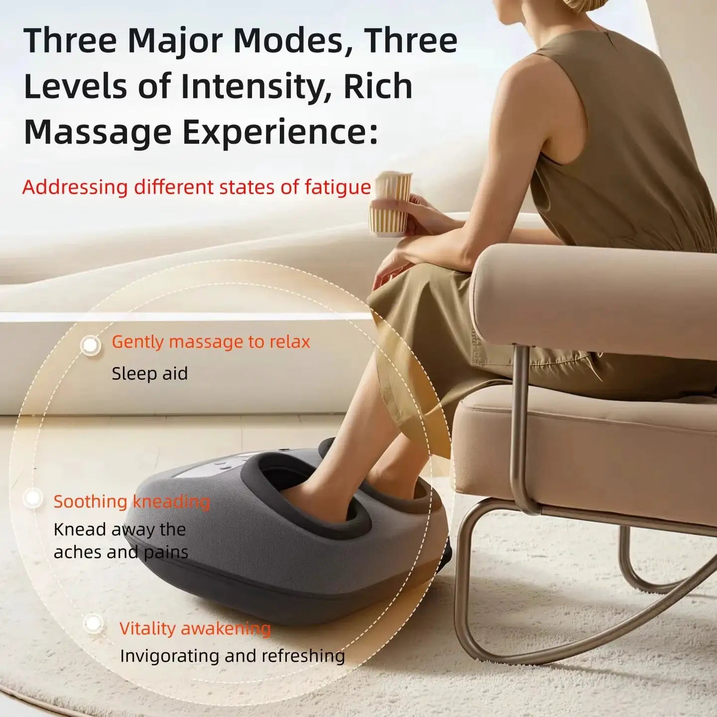 Electric Foot Massage Machine Deep Kneading with Compression for Muscle Relief Multi-Level Settings Home Use Foot Massager