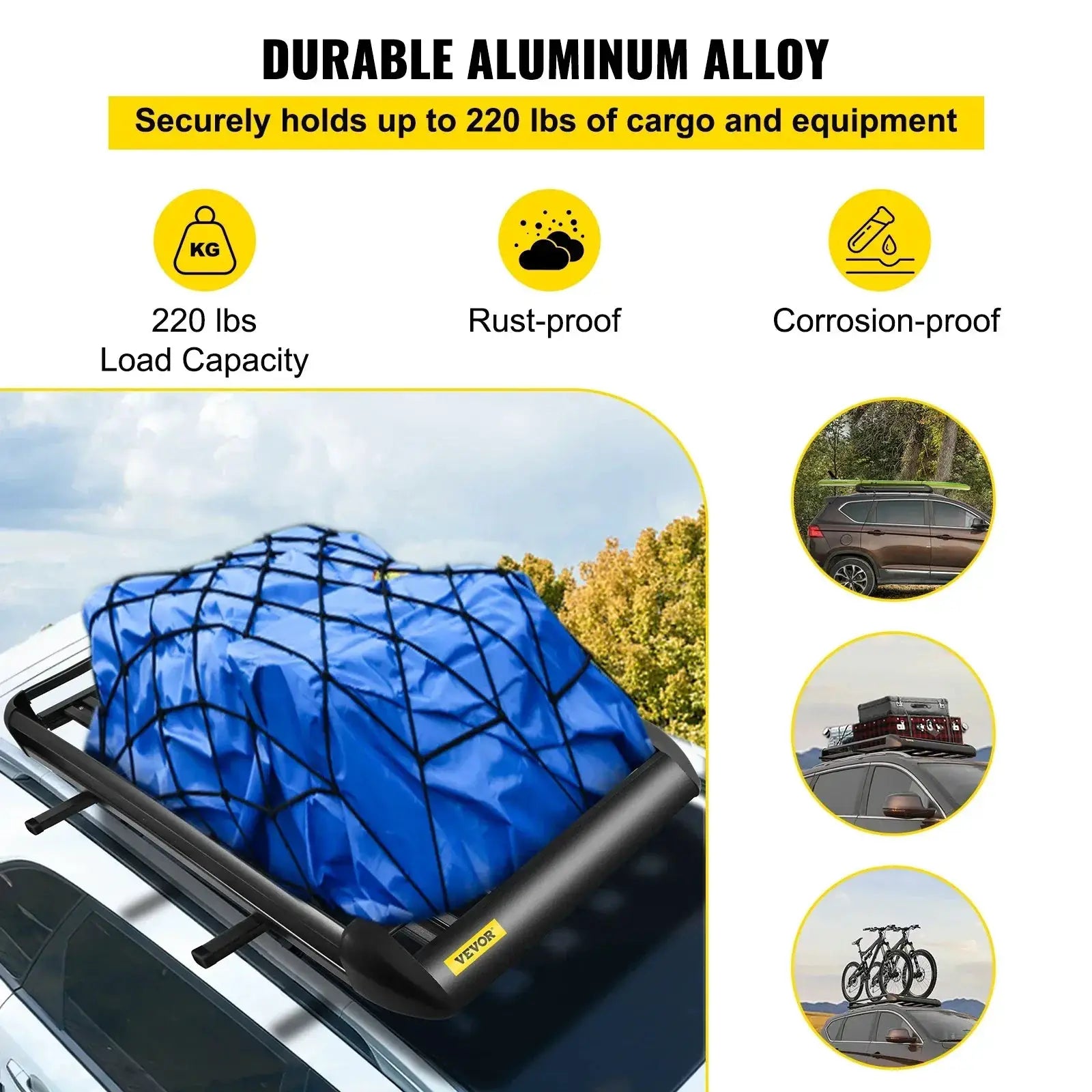 VEVOR Universal Car Roof Rack 100kg Cargo Carrier System