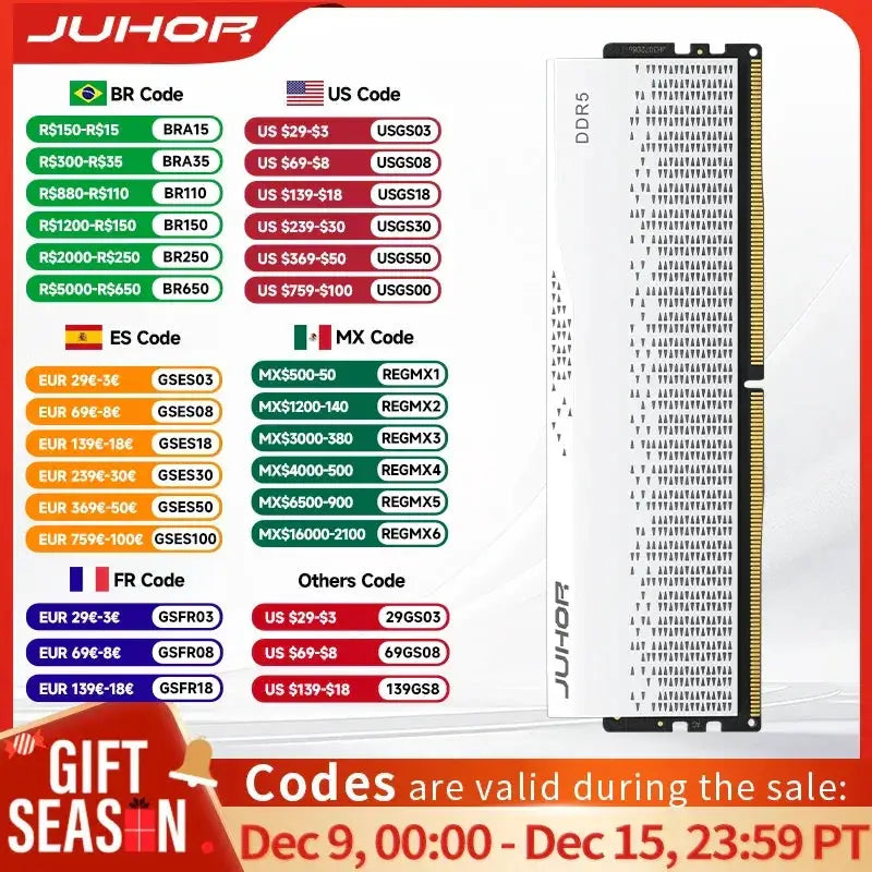 JUHOR DDR5 RAM 16GB 32GB Gaming Memory For PC Enthusiasts