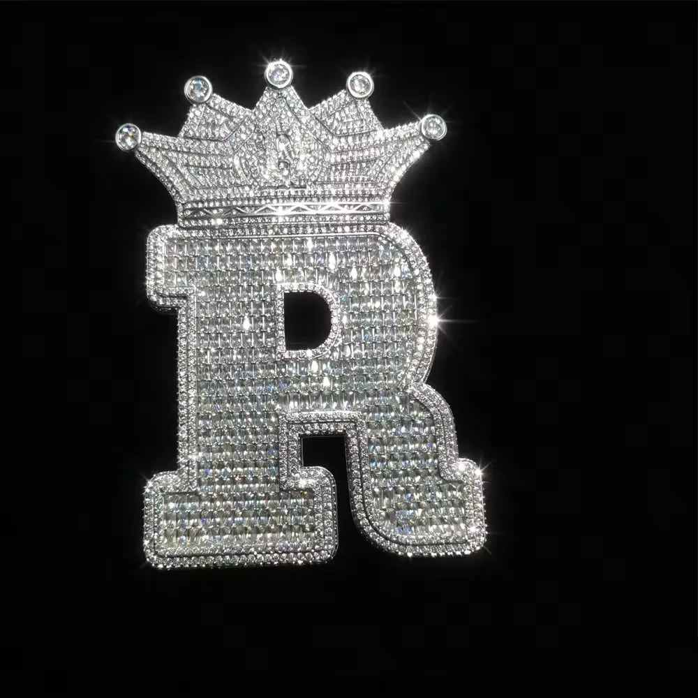 Iced Out Crown Initial Letter