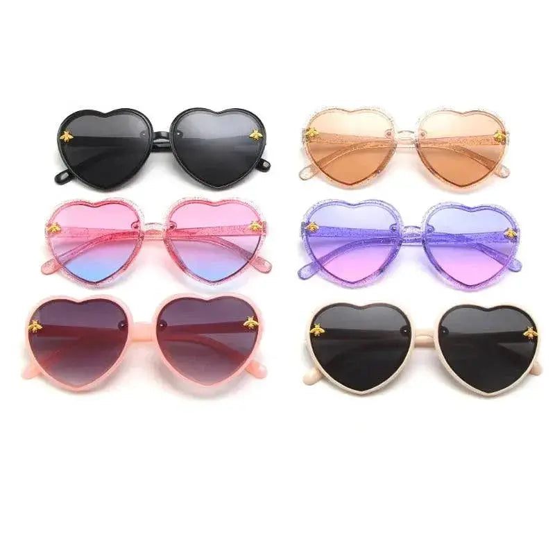 Kids Sunglasses UV Protection Cute Cartoon Bee Heart Shaped