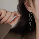 Minimalist Long Wavy Fringe Drop Earrings For Women Fashionable Hanging Jewelry