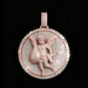 Gold Rose Gold Plated Cherub Angel Medallion Pendant Full Micro