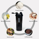 3 Layer Shaker Protein Bottle For Bodybuilding Mixing Cup