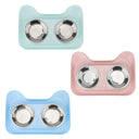 Cute Cat Double Bowl Set: Stylish Non-Slip Feeder