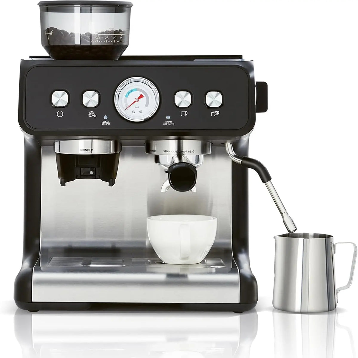 Tacleekii Stainless Steel Espresso Machine with Grinder — product view 1