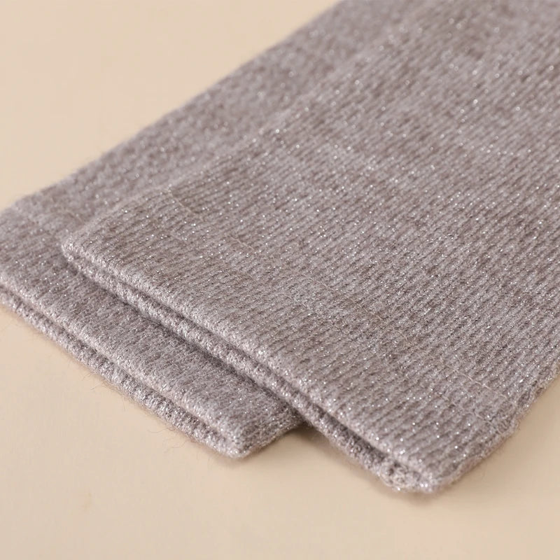 Metallic Knitted Fingerless Gloves