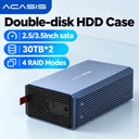 Acasis Dual Bay 3.5/2.5 Inch Sata HDD/SSD Enclosure 60TB SATA to USB Adapter with RAID Function for Data Backup Large Files