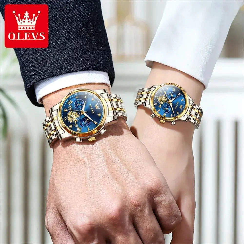 OLEVS Moon Phase Waterproof Couple Watches Timepieces