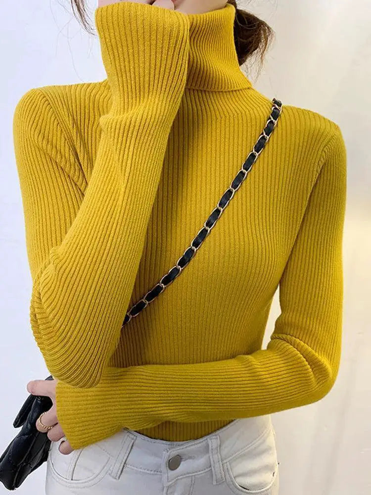 Cozy Chic Slim Fit Turtleneck Sweater For Fall Fashion