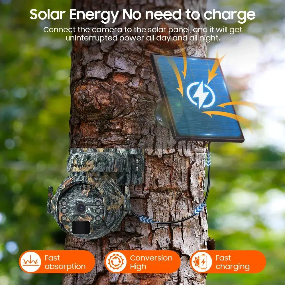 SHIWOJIA 3MP 4G Solar Cameras Wireless 360 Degree PTZ