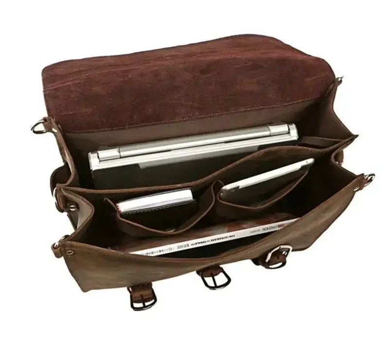 Crazy Horse Leather Duffle Bag for Men Vintage Travel Tote