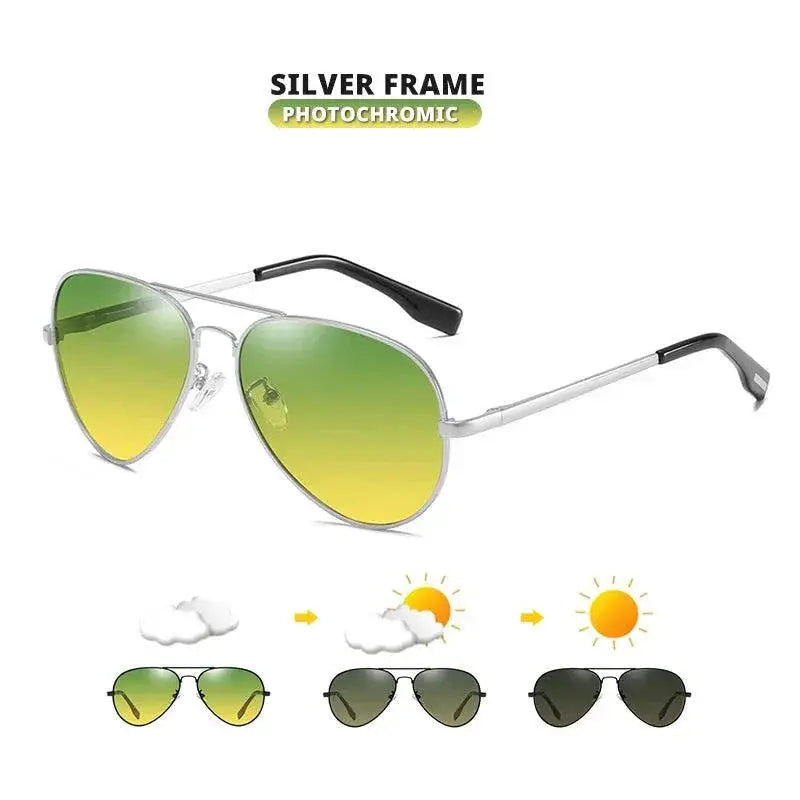 Unisex Polarized Photochromic Pilot Sunglasses for Driving