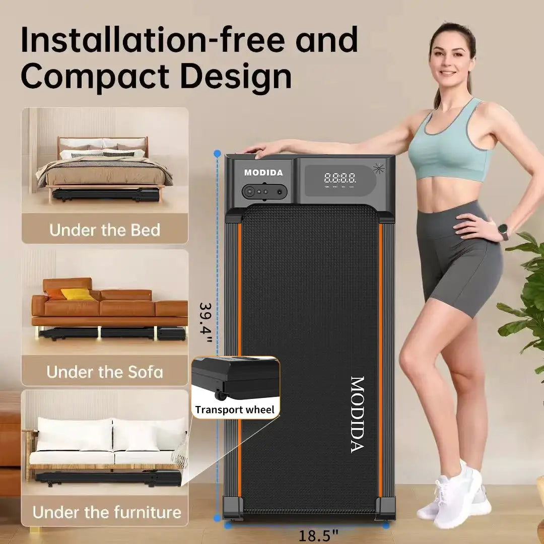 Walking Pad Treadmill 3.5HP Under Desk Portable Compact Machine 12 Speed LED Display 300 LBS Capacity Quiet for Walking Jogging Running for Home Office Apartment