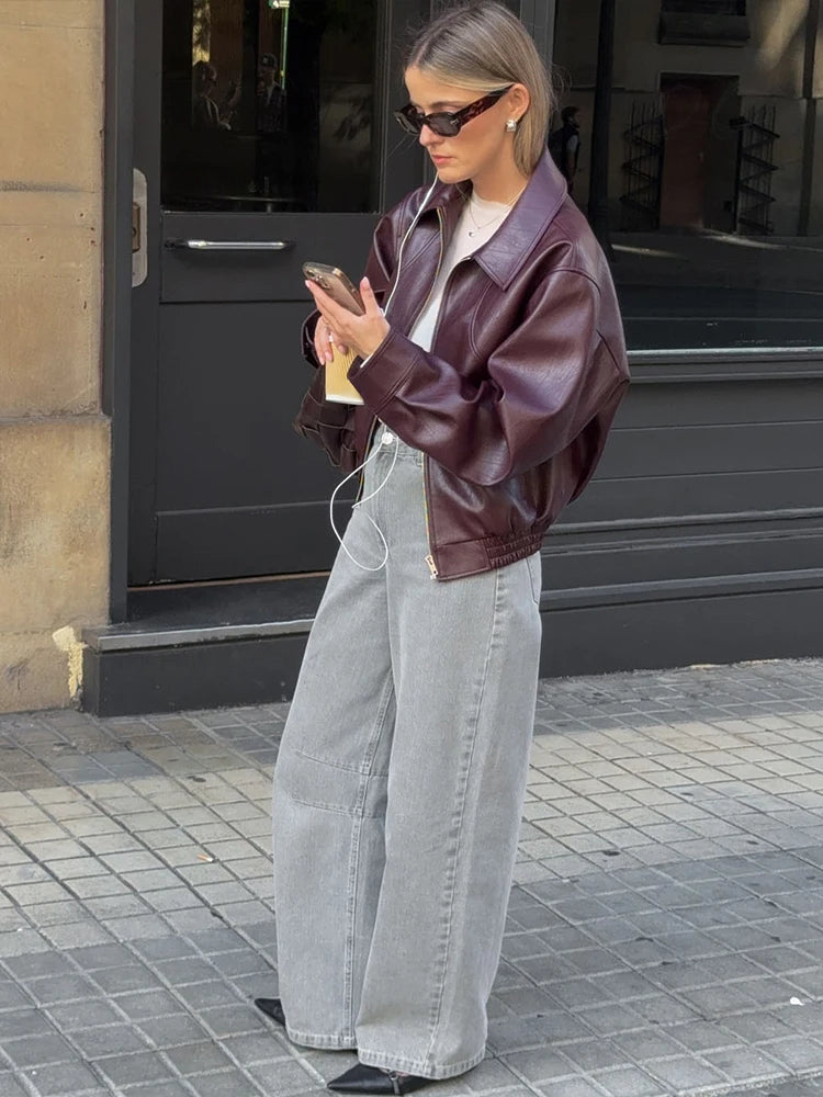 NIBBER Lapel Leather Jacket