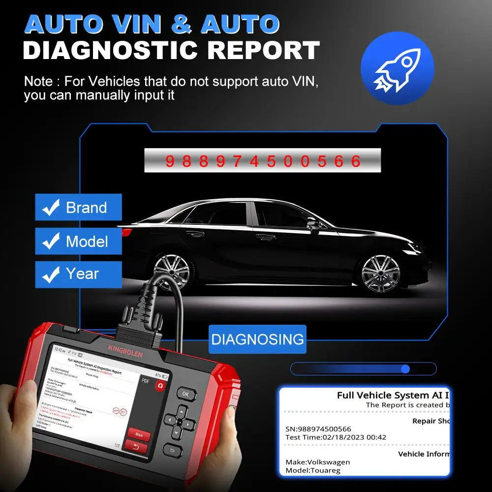 KINGBOLEN S800 5 inch Car Diagnostic Tools ABS SRS ECM TCM 4 systems 15 Resets IMMO DPF TPMS Lifetime Free All OBD2 Scanner
