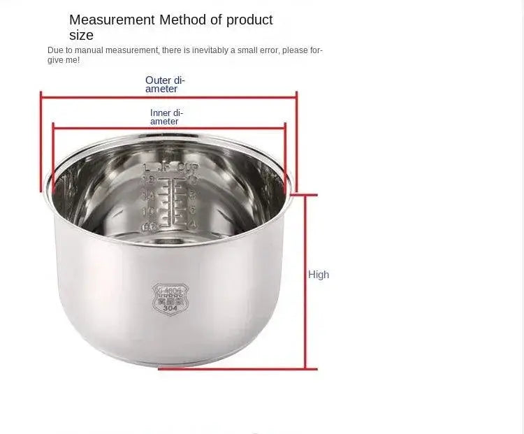 Pressure Cooker Pot 304 Stainless Steel Rice Liner 2L to 6L